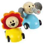 Bigjigs Toys Farebné drevené auto so zvieratkami 1 ks, 2, hračky pre deti