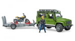 Bruder 2589 Land Rover Defender s vlekom, motorkou a vodičom, 1 hračky pre deti