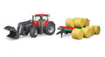 Bruder 3198 Traktor s predným nakladačom, vlekom a 8 balíkmi sena, 3 hračky pre deti