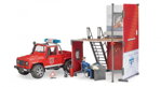 Bruder 62701 Bworld požiarna stanice a hasičský Land Rover s hasičom, 5 hračky pre deti