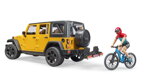 Bruder 2543 Jeep Wrangler Rubicon s bicyklom a cyklistom, 3 hračky pre deti