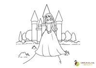 Princezná na zámku - omaľovanka na vytlačenie