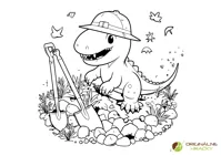 Dinosaurus s náradím - omaľovanka pre deti