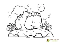 Dinosaurus v džungli - omaľovanka pre deti