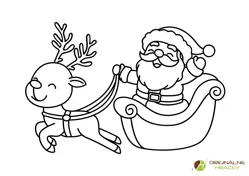 Omaľovánka na vytlačenie Santa Klaus na saniach