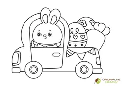 Omaľovánka na vytlačenie Veľkonočný zajko doručuje vajíčka