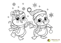 Omaľovánka na vytlačenie Vianoční tučniaci