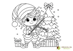 Omaľovánka na vytlačenie Vianočný elf