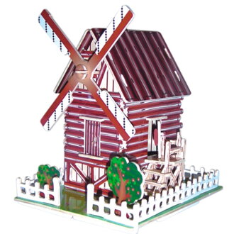 Woodcraft Drevené 3D puzzle Veterný mlyn farebný PHC006