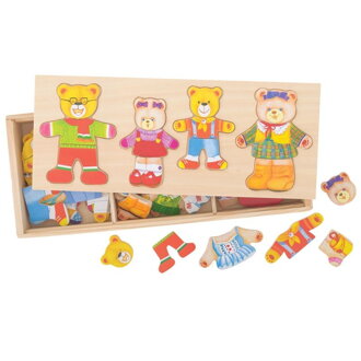 Bigjigs Toys Drevené obliekacie puzzle - Medvedia rodinka