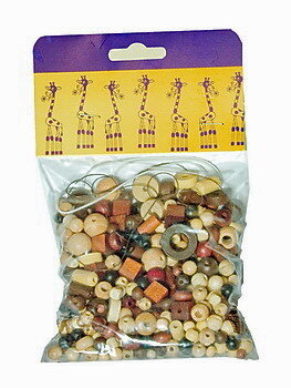 Detoa Drevené korálky - Mix perál hnedoprírodných 70g