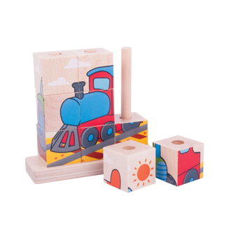 Bigjigs Toys Nasadzovacie kocky Dopravné prostriedky