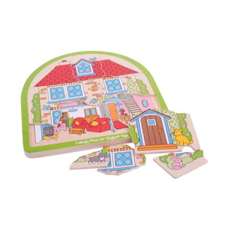 Bigjigs Toys Drevené viacvrstvové puzzle Dom
