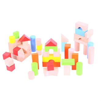 Bigjigs Toys Farebné kocky vo vedierku 50 ks