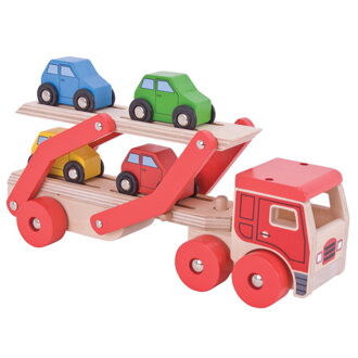 Bigjigs Toys Drevený kamión s autami
