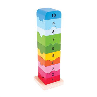 Bigjigs Toys Drevená motorická veža s číslami