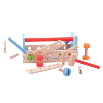 Bigjigs Toys Moje náradie v prepravke so zatĺkačkou 2v1