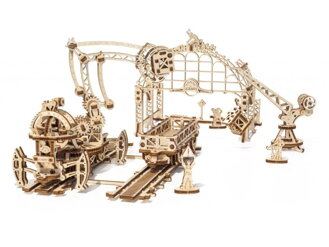 Ugears 3D mechanické puzzle - Železničný žeriav 356 ks