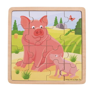Bigjigs Toys Puzzle - Prasa s prasiatkom 16 ks