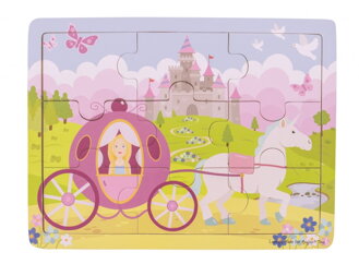 Bigjigs Toys Puzzle - Princezná s kočiarom 9 ks