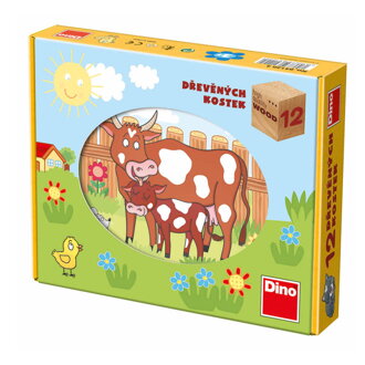 Dino Drevené obrázkové kocky - Kubus 12 - Domáce zvieratká