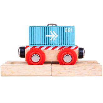 Bigjigs Rail Drevené vláčiky - Vagón modrý kontajner