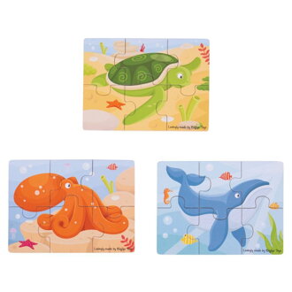Bigjigs Toys Puzzle 3v1 Morské zvieratká