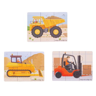 Bigjigs Toys Puzzle 3v1 Stavebné stroje