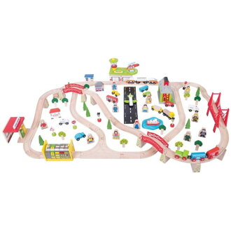 Bigjigs Rail Drevená vláčikodráha - Doprava 122 ks