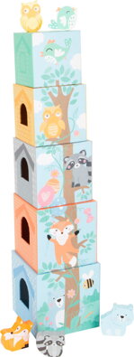Small Foot Skladacia veža pastelová so zvieratkami
