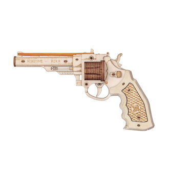RoboTime Drevené 3D mechanické puzzle Revolver Corsac 102 ks