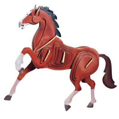 Woodcraft Drevené 3D puzzle Kôň farebný EC023