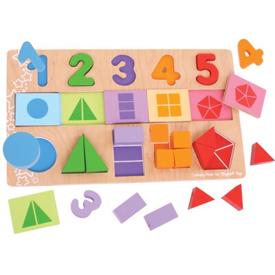 Bigjigs Toys Vkladacie puzzle - Čísla, farby, zlomky