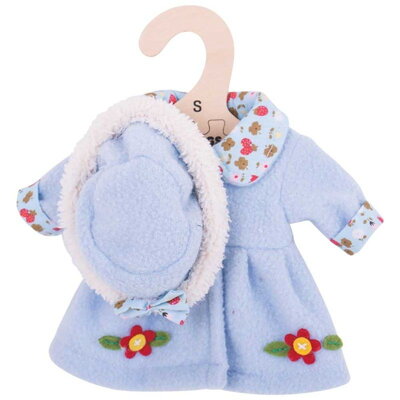 Bigjigs Toys Modrý kabátik s klobúčikom pre bábiku 28 cm
