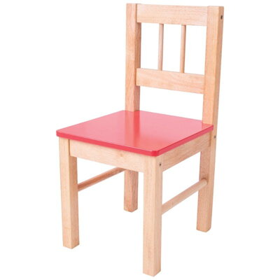Bigjigs Toys Detská drevená stolička - červená