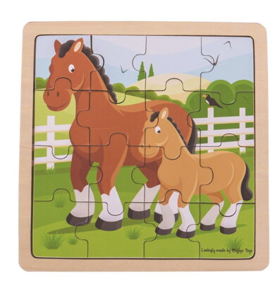 Bigjigs Toys Puzzle - Kôň so žriebätkom 16 ks