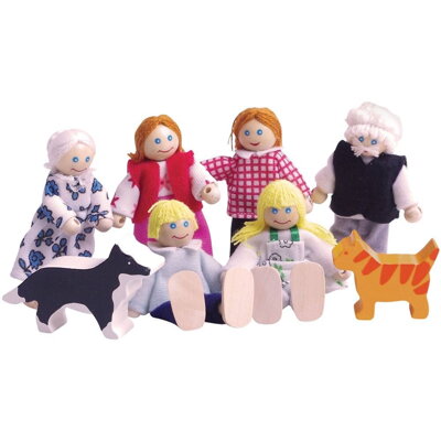 Bigjigs Toys Bábiky - Set rodinky do domčeka 8 ks