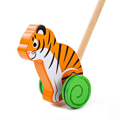 Bigjigs Toys Drevené strkadlo Tiger
