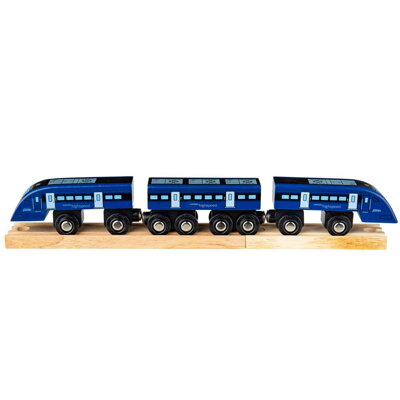 Bigjigs Rail Drevené vláčiky - Rychlík High Speed One modrý