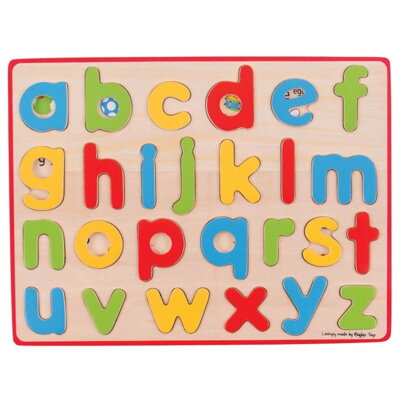 Bigjigs Toys Vkladacie Puzzle Anglická malá abeceda s obrázkami