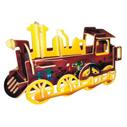 Woodcraft Drevené 3D puzzle Lokomotíva farebná PPC005