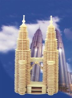 Woodcraft Drevené 3D puzzle Petronas Twin Towers P102