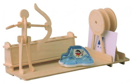Woodcraft Drevené 3D puzzle stojan na perá Lukostreľba S012