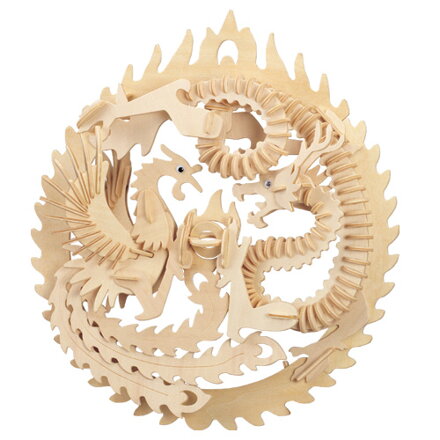 Woodcraft Drevené 3D puzzle Fénix a drak M035