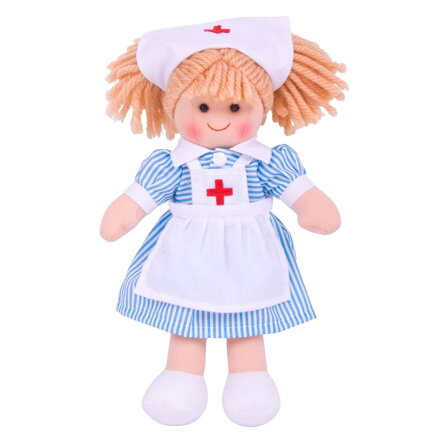 Bigjigs Toys Látková bábika Zdravotná sestrička Nancy - 28 cm