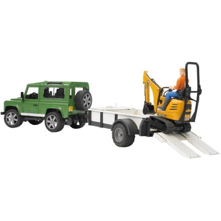 Bruder 2593 LAND ROVER + prepravník, mikrobager JCB