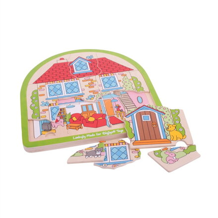 Bigjigs Toys Drevené viacvrstvové puzzle Dom