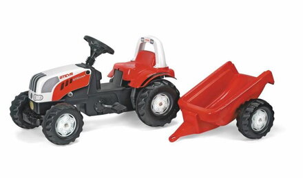 Rolly Toys Šliapací traktor Rolly Kid Steyer s vlečkou - červený