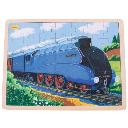Bigjigs Toys Drevené puzzle Historický vlak Mallard 35 ks