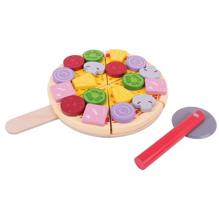 Bigjigs Toys Drevená pizza na krájanie